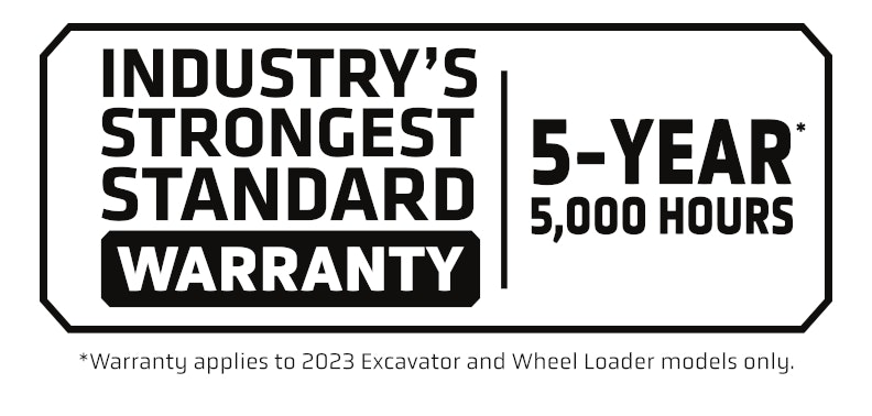 SANY 5 Year / 5,000 Hour Warranty